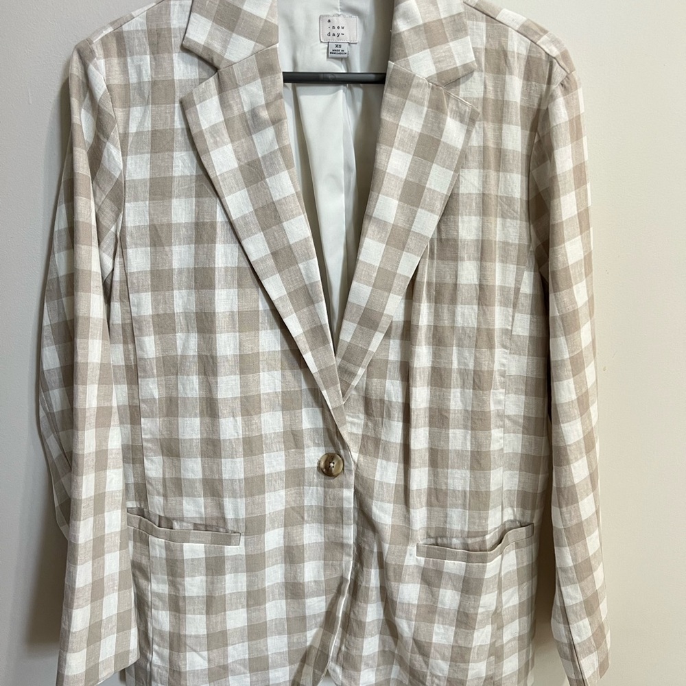 a new day Beige Plaid Blazer